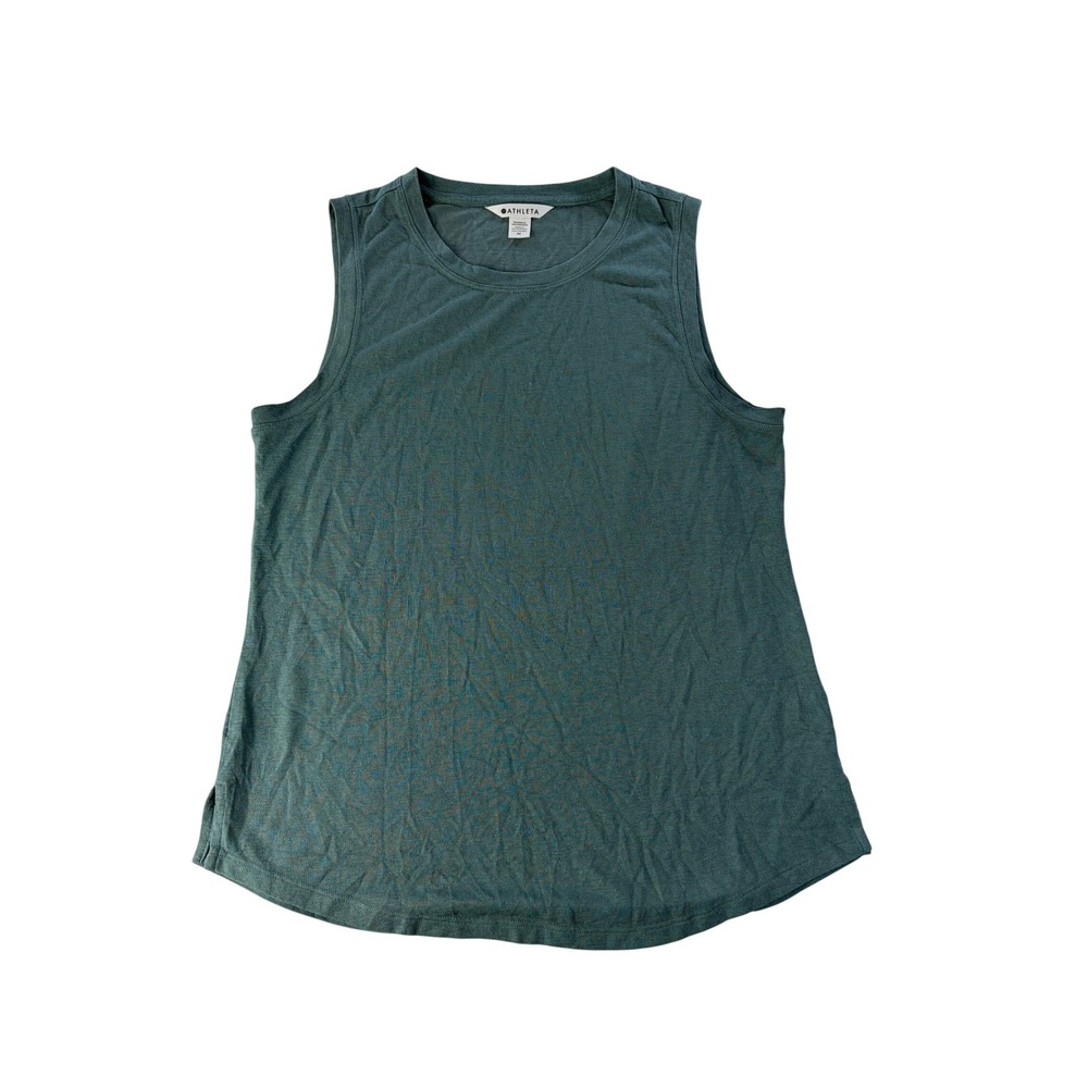 Athleta Breezy Tank Top Womens Medium Muscle Tee Heathered Green Activewear